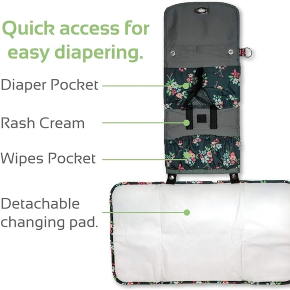 New floral diaper clutch with changing pad - Picture 2 of 4